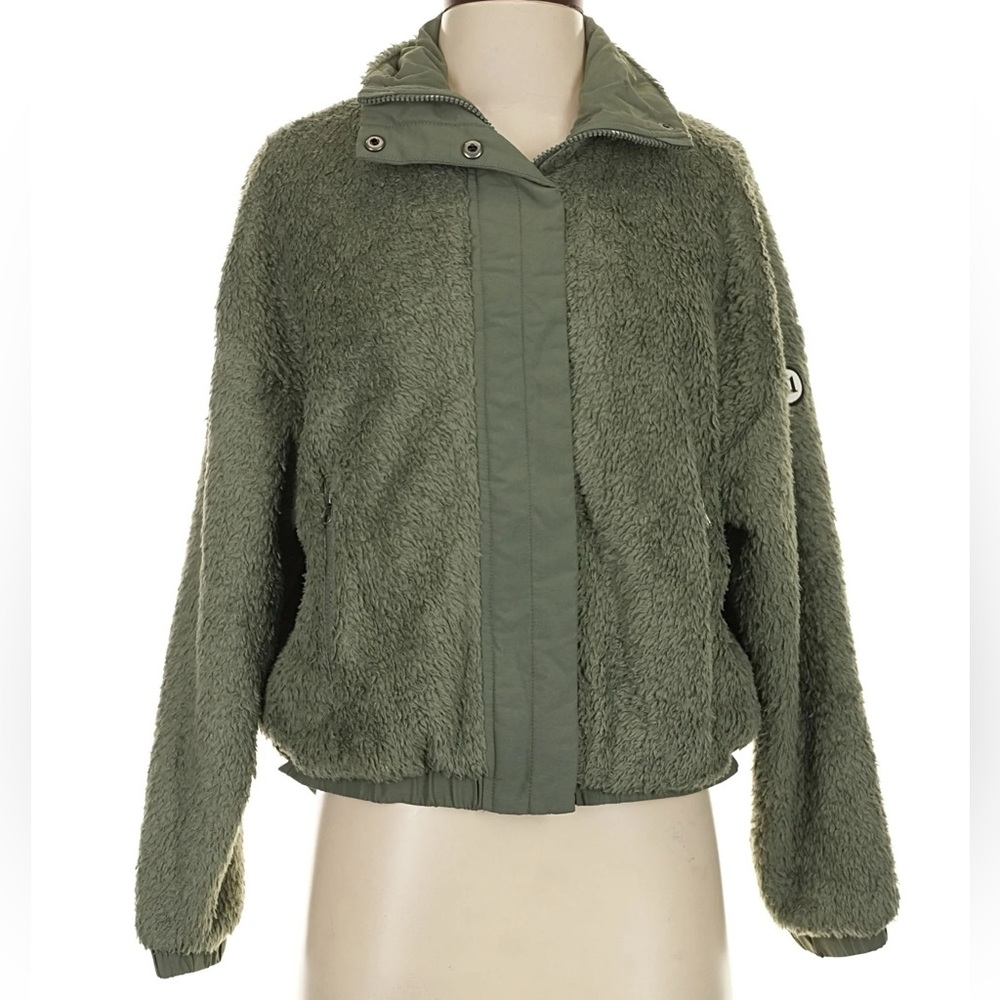 Vuori Cozy Sherpa Jacket High Pile Fleece Full Zip Dusty Pine Green Small - Picture 3 of 14